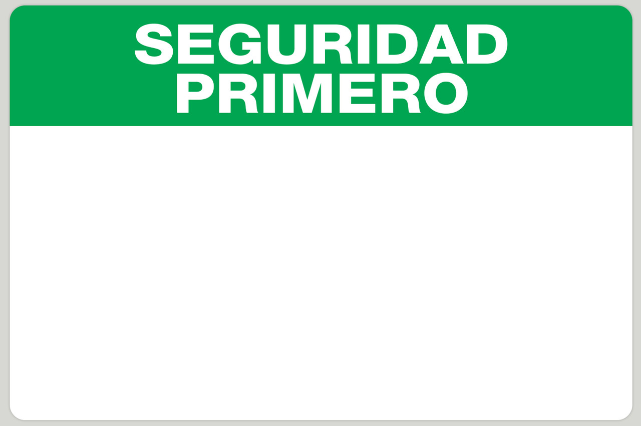 LabelTac 4 and Pro Model Die-Cut "Seguridad Primero" (Safety First) Header Supply